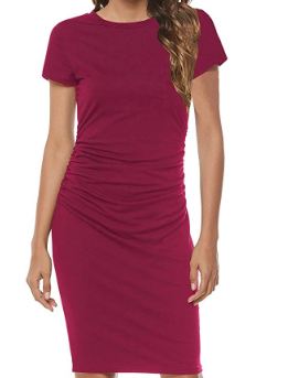 Tiptopshoppin - Womens Casual Short Sleeve Ruched Bodycon