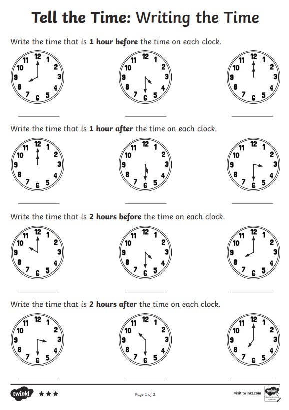 Telling The Time Worksheet for Kids Preschool 2020