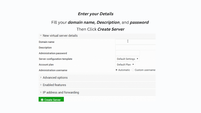 Enter your details – Create Server