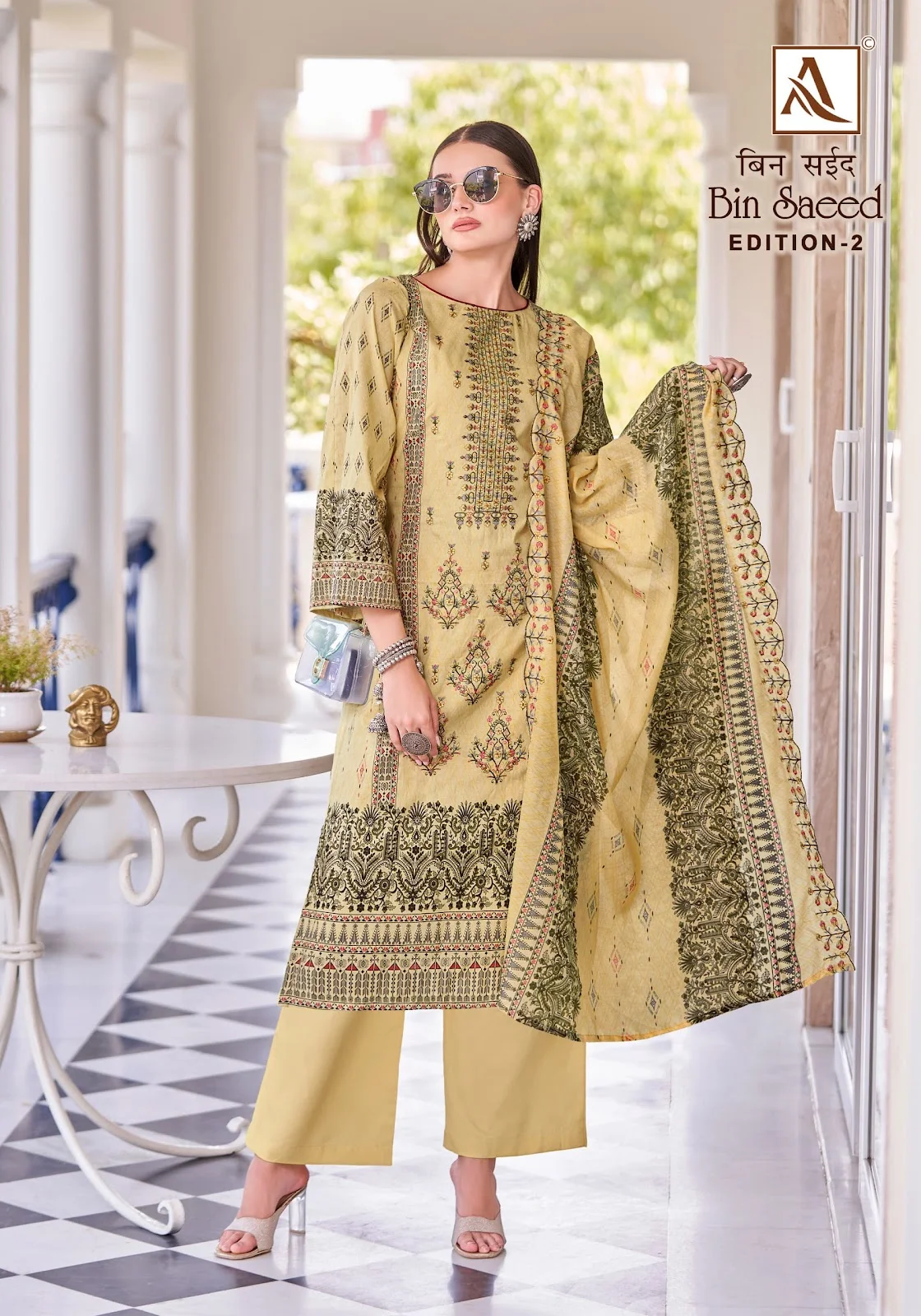 Bin Saeed Edition 2 Alok Cambric Cotton Embroidery Work Karachi Salwar Suits