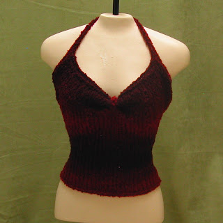 This shades of red boucle halter top is available at AllThingsTangled.etsy.com