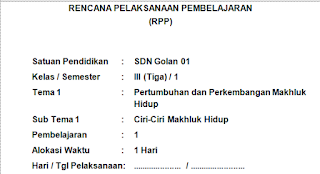 RPP Kelas III Kurikulum 2013 revisi 2018