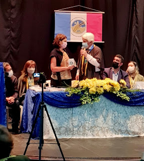 Secretária de Cultura Cléo Jordão na entrega do Prêmio Educação XXI