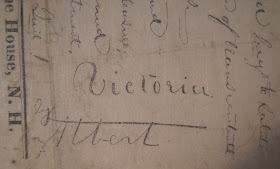 A close-up from a page of handwritten text, showing the name Victoria.