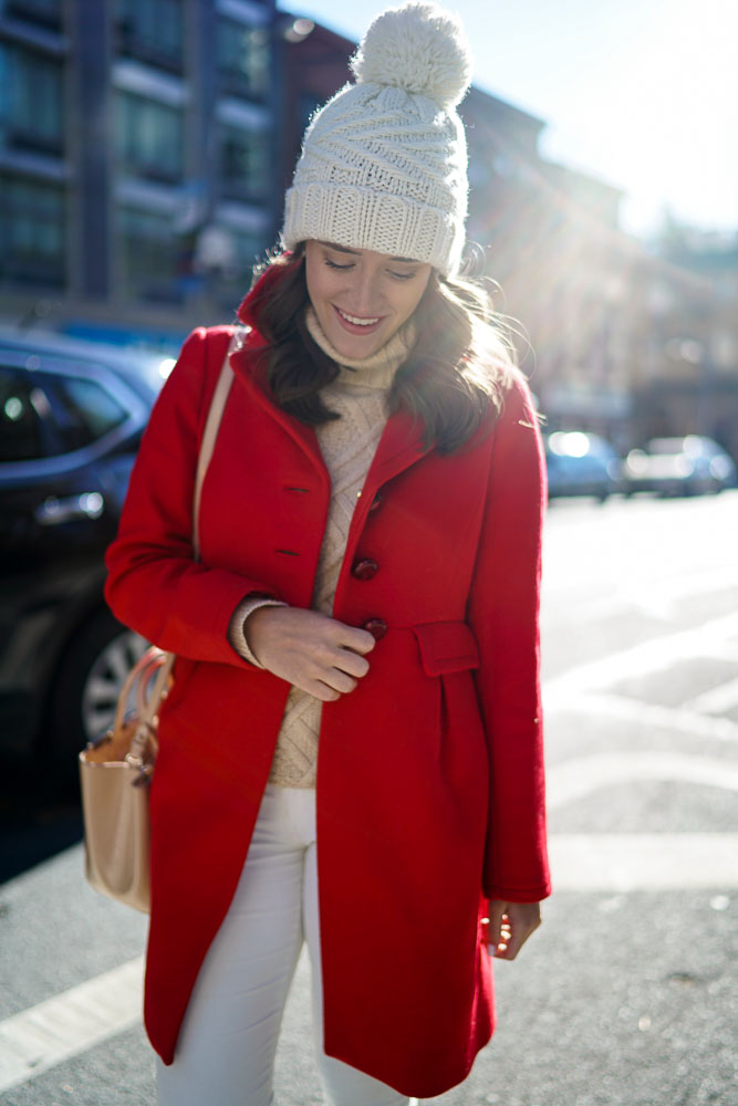 Krista Robertson, Covering the Bases,Travel Blog, NYC Blog, Preppy Blog, Style, Fashion Blog, Travel, Fashion, Style, Preppy Style, Blogger Style, Designer Coats, NYC Street Style, Winter Coats, Red Coats, White Winter Wear, Kate Spade Style