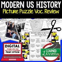 American History Picture Puzzles are great for TEST PREP, UNIT REVIEWS, TEST REVIEWS, and STUDY GUIDES