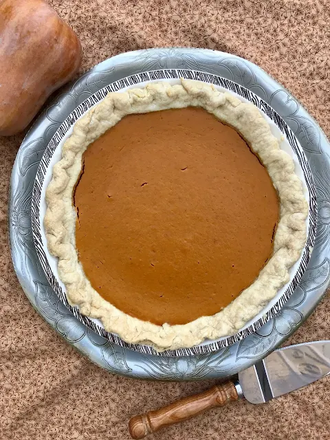 Baked roasted honeynut squash pie.