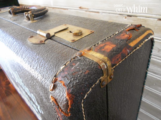 Gorgeous Details from a Vintage Suitcase Repurposed as a Sign | Denise on a Whim