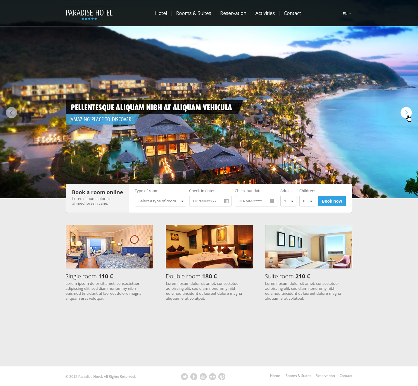 Free Hotel Web PSD Template