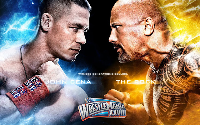  John Cena with Rock Fighting Wallpaper Download