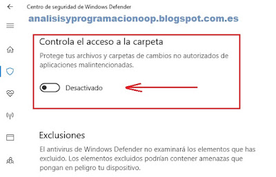 controla el acceso a la carpeta Windows 10