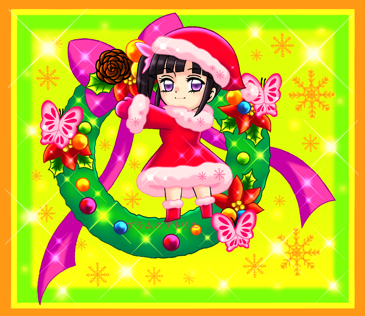 プラムのアトリエ 年 クリスマス 鬼滅の刃 栗花落 カナヲ サンタver クリスマス リース 蝶々 ミニキャラ ちびキャラ イラスト
