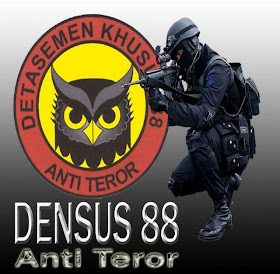 kejahata teroris densus 88 terhadap umat islam sudah sangat tidak manusiawi, logo densus 88 dan personil densus 88