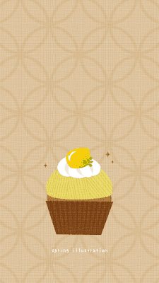 【栗のカップケーキ】秋のスイーツのおしゃれでシンプルかわいいイラストスマホ壁紙/ホーム画面/ロック画面