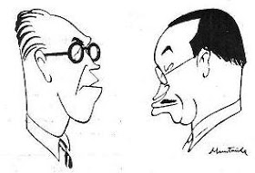 Caricaturas de Ángel Ribera y Pedro Cherta por Juan Muntañola
