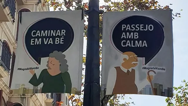 Caminar em va bé i passejo amb calma, lemes de la campanya de mobilitat sostenible de Vilanova i la Geltrú