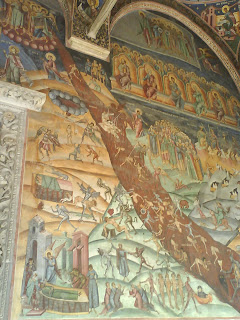 Horezu Monastery entrance paintings, right side, Romania, UNESCO Patrimony