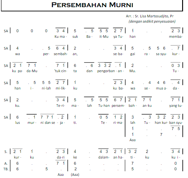 Lirik Lagu Rohani Kristen Persembahan Murni