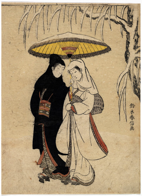 Ukiyo-e. Träsnitt. Hägerjungfrun. Heron Maiden. Sagi musume. Harunobu.