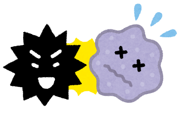 ウイルスに負ける細胞のイラスト かわいいフリー素材集 いらすとや ウイルスに負ける細胞のイラスト かわいいフリー素材集 いらすとや