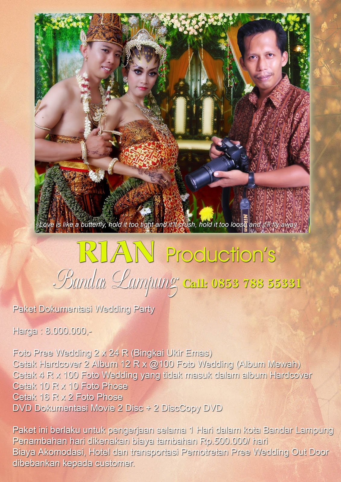 Harga Paket Dari Rian Foto Bandar Lampung Harga Paket Wedding