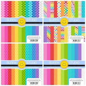 Sunny Studio Stamps: Introducing New Classic Gingham, Rainbow Bright, Polka-dot Parade & Striped Silly 6x6 Paper Pads