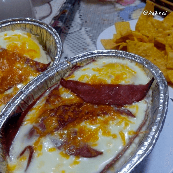 baked egg with smoked beef