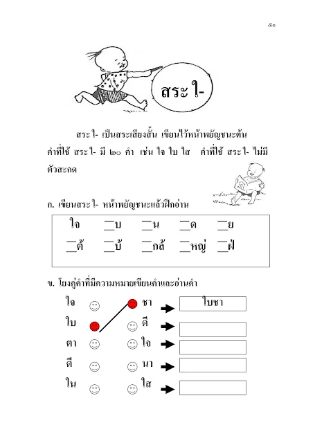 แบบฝึกอ่นเขียนภาษาไทย ชุดสระภาษาไทย