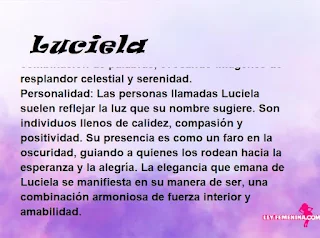 ▷ Significado del nombre Luciela