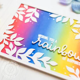 Sunny Studio Stamps: Over The Rainbow Rainbow Word Die Botanical Backdrop Dies Everyday Card by Mona Toth 
