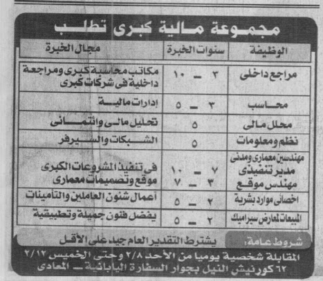 اعلانات وظائف خاليه من جريدة الاهرام ، 