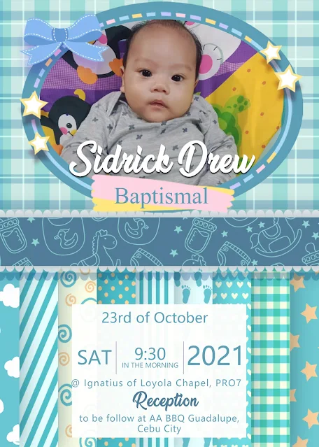 A baptismal invitation layout for you to make and personalise.