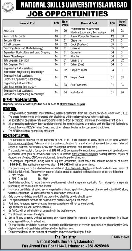 Jobs in National Skills University