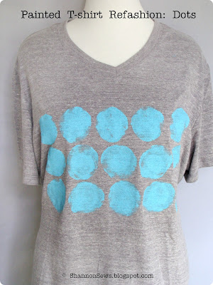 Refashion a plain t-shirt with fabric painted polka dots