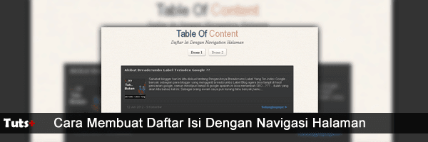 Membuat Daftar Isi Dengan Navigasi Halaman