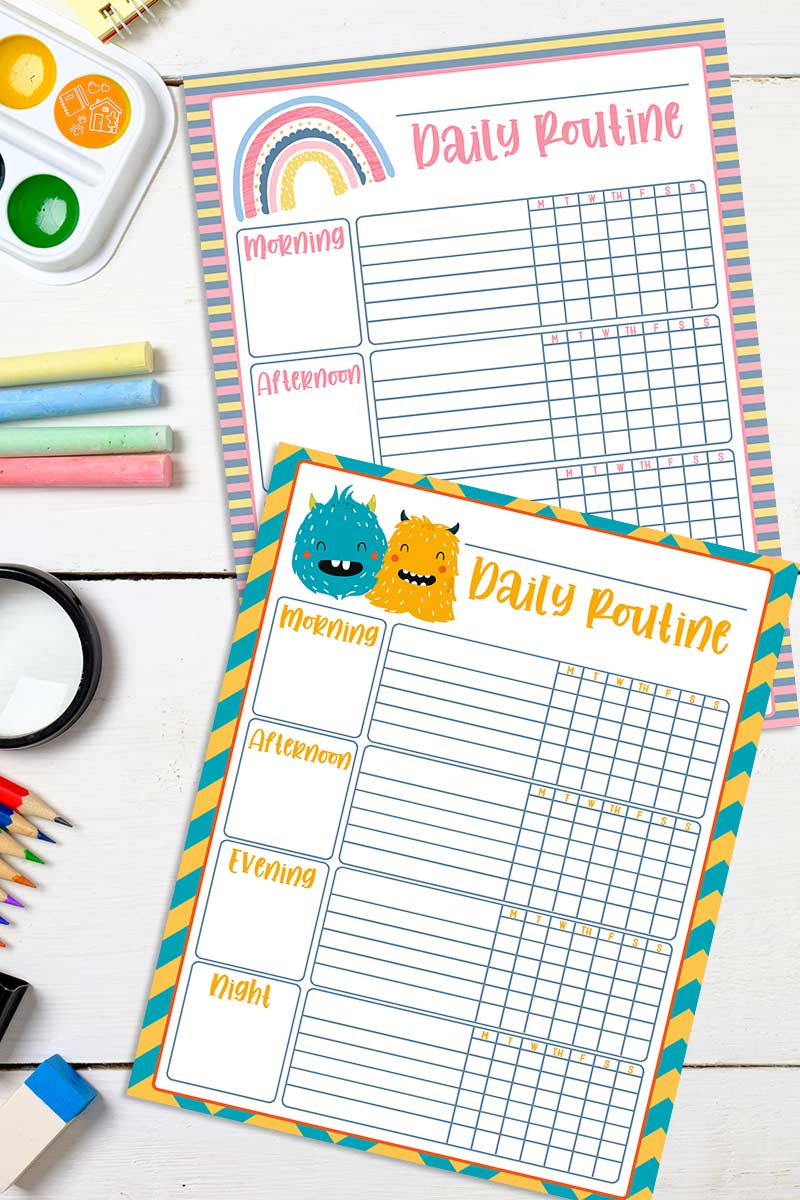 free printable weekly planner for kids with two fun