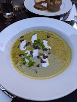 Vegan pea soup at Hudson Clearwater in New York City