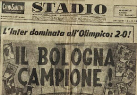 Prima pagina del giornale Stadio, il Bologna campione