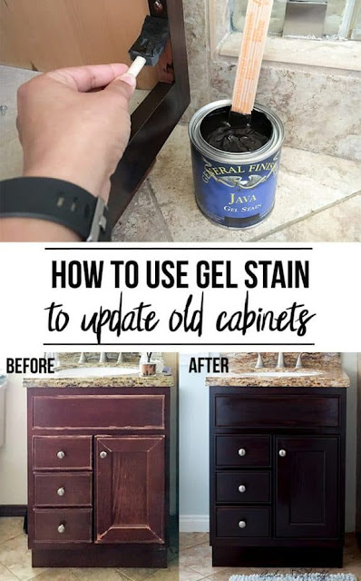 How to use gel stain to update old cabinets.