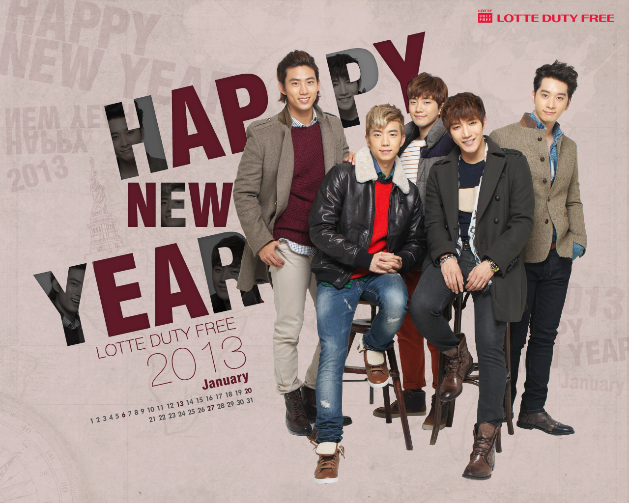 ... 2PM: [Poster] 2PM Lotte Duty Free Wallpaper [Calendar for January 2013