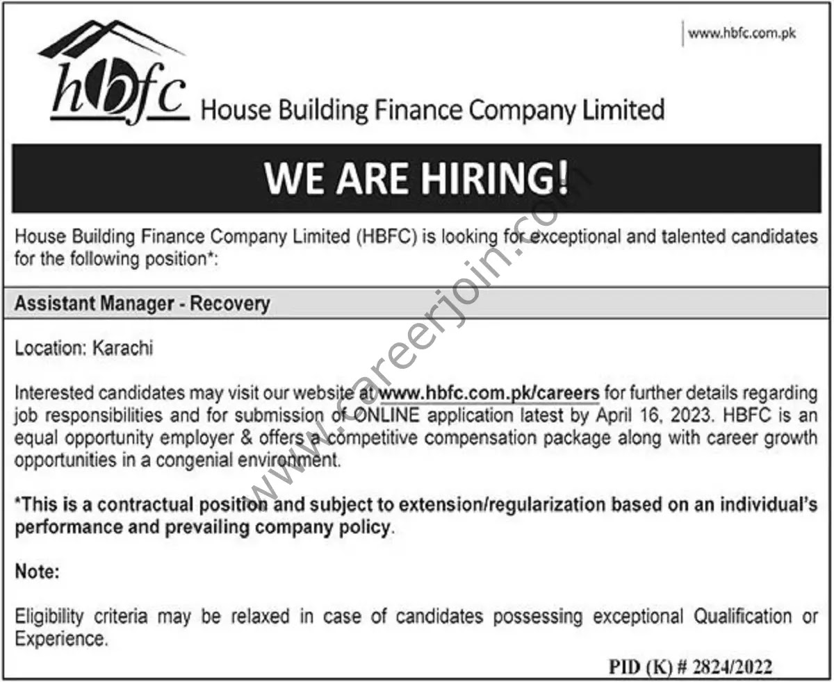 Jobs in House Building Finance Co Ltd HBFC