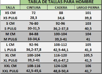 Tabla medidas de hombre Majovel crochet 