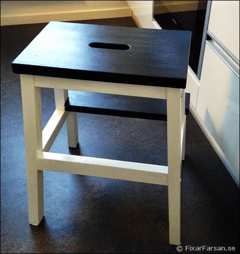 Målad-Bekväm-IKEA-Pall-Svart-och-Vit