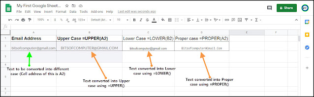 Change Case  in google sheet upper, lower proper