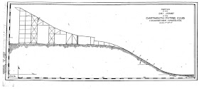 A drawn ski jump in profile.