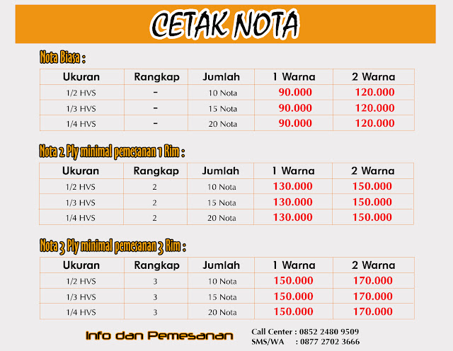 cetak nota ncr murah