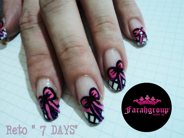 desafio, nail art "7 days", lady french, manos con francesita