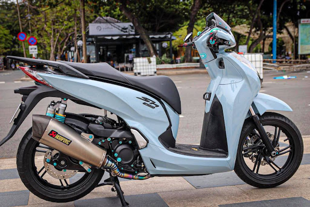 Mẫu sơn xe Honda Sh màu xanh xi măng cực đẹp