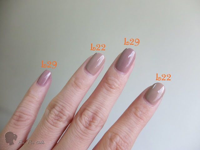 OPI 光療指甲油 INFINITE SHINE-ISL22、ISL29試色比較