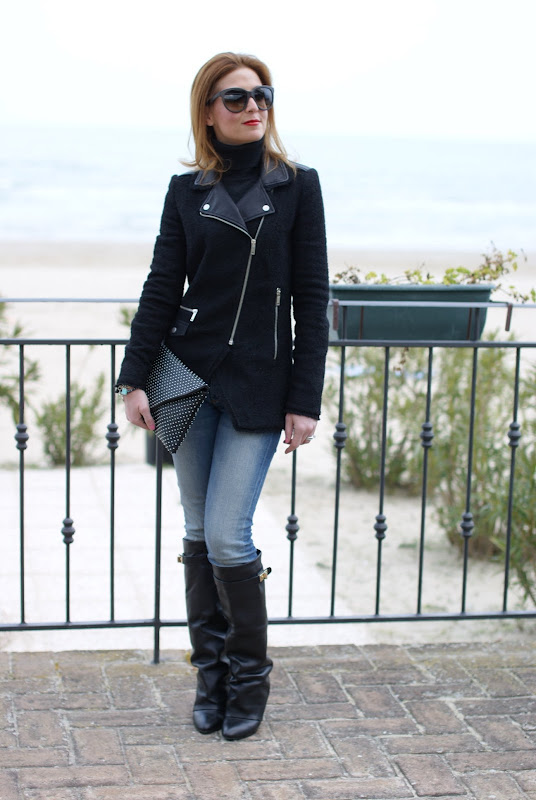 zara jacket, Choies fold over knee boots